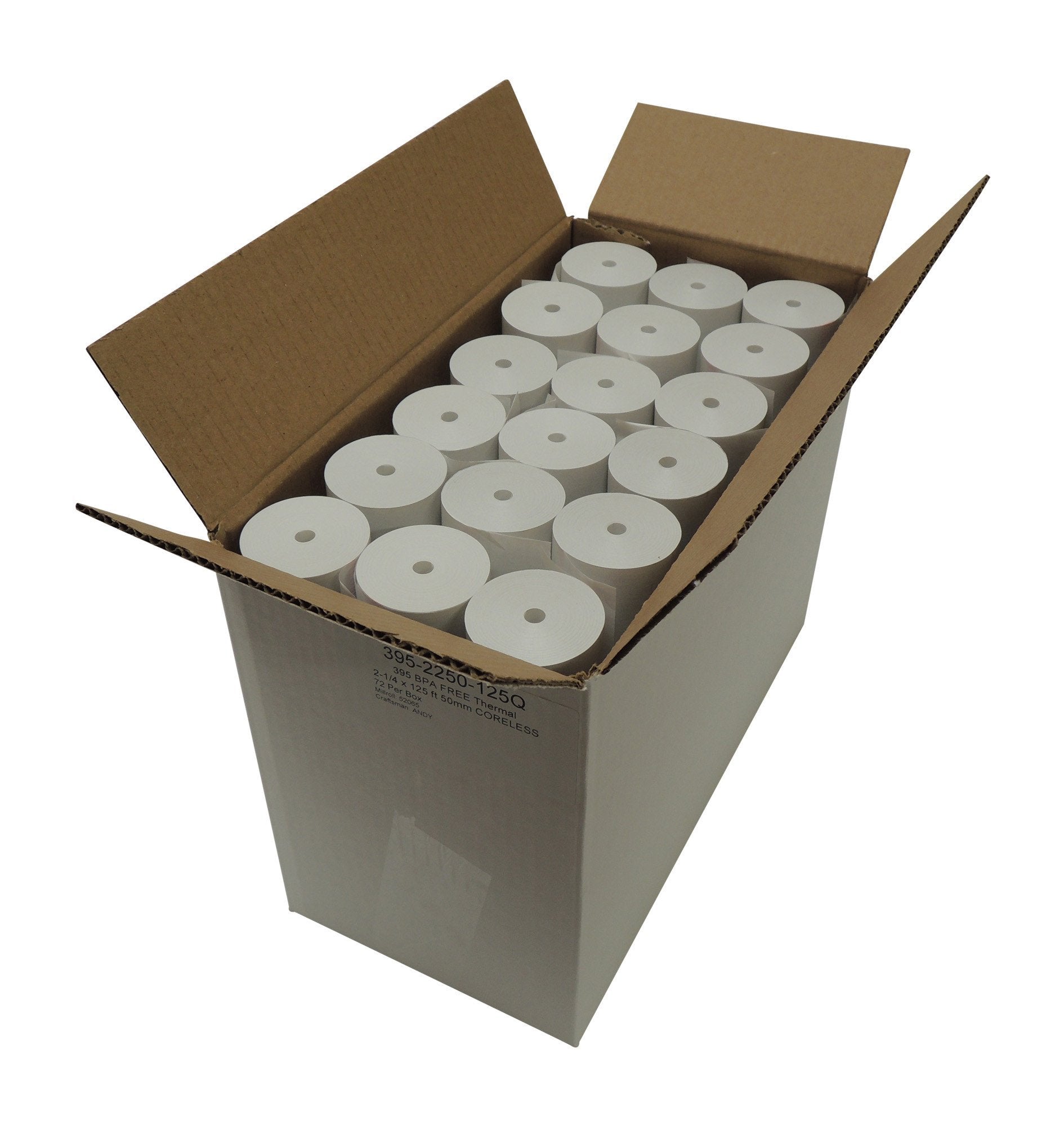 POS1 Thermal Paper 2 1/4 x 125 ft x 50mm CORELESS BPA Free 60 rolls