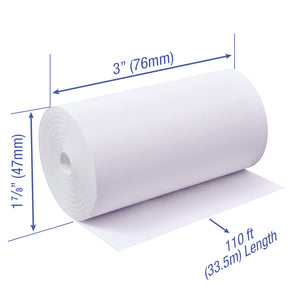 POS1 Thermal Paper 3 x 110 ft x 47mm CORELESS BPA Free fits Zebra iMZ320 48 rolls